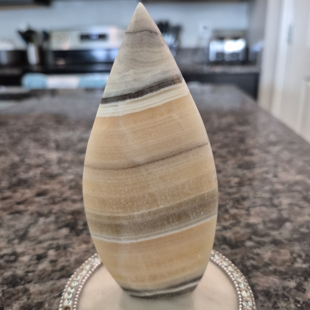 Natural Zebra Calcite Crystal Point Stand-up Freeform #9 - Picture 6 of 9